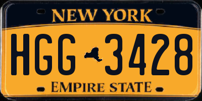 NY license plate HGG3428