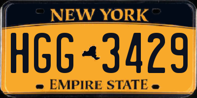 NY license plate HGG3429