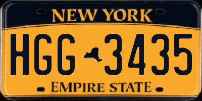 NY license plate HGG3435