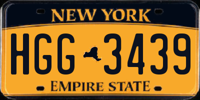 NY license plate HGG3439