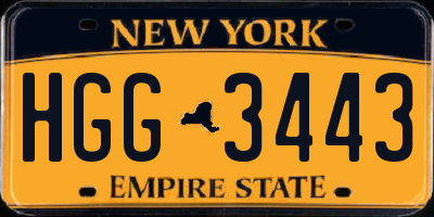 NY license plate HGG3443
