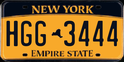 NY license plate HGG3444