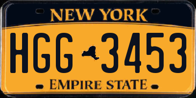 NY license plate HGG3453