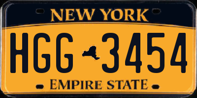 NY license plate HGG3454