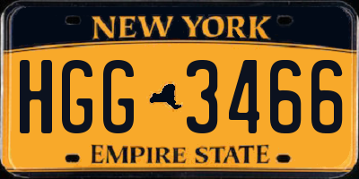 NY license plate HGG3466