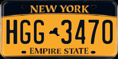 NY license plate HGG3470