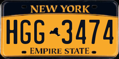 NY license plate HGG3474