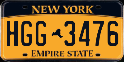 NY license plate HGG3476