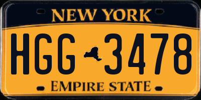 NY license plate HGG3478
