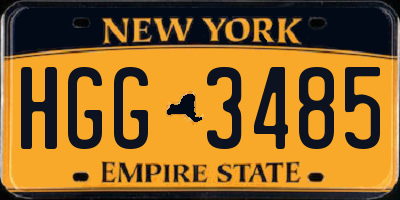NY license plate HGG3485
