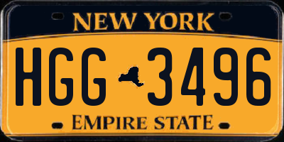 NY license plate HGG3496