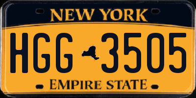 NY license plate HGG3505