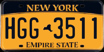 NY license plate HGG3511