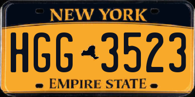 NY license plate HGG3523