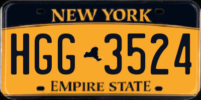 NY license plate HGG3524
