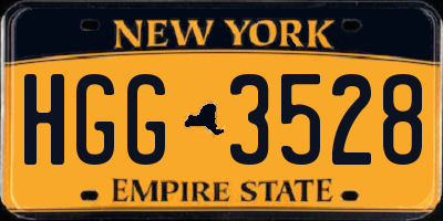 NY license plate HGG3528