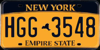 NY license plate HGG3548