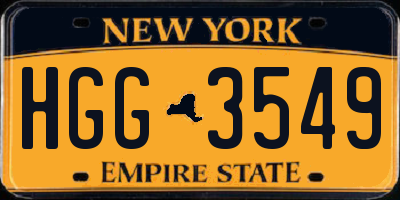 NY license plate HGG3549