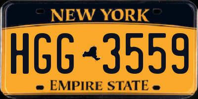 NY license plate HGG3559