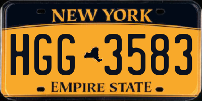 NY license plate HGG3583