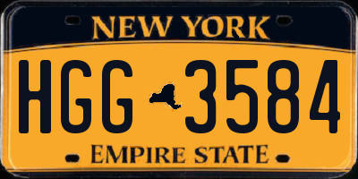 NY license plate HGG3584