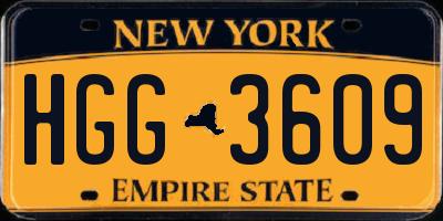 NY license plate HGG3609