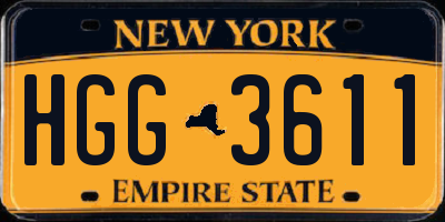 NY license plate HGG3611