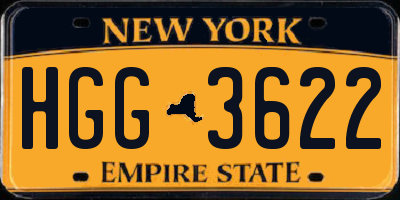 NY license plate HGG3622