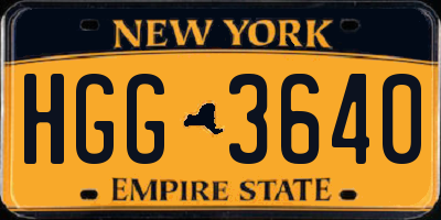 NY license plate HGG3640