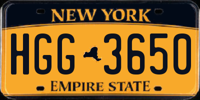 NY license plate HGG3650