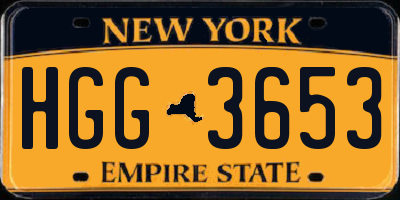 NY license plate HGG3653