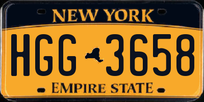 NY license plate HGG3658