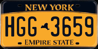 NY license plate HGG3659