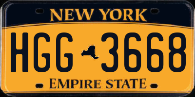 NY license plate HGG3668