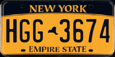 NY license plate HGG3674
