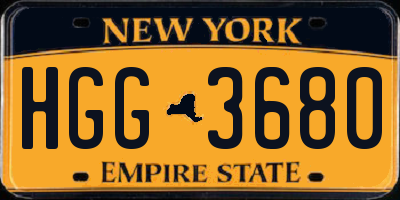 NY license plate HGG3680