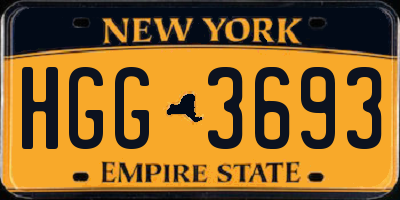 NY license plate HGG3693