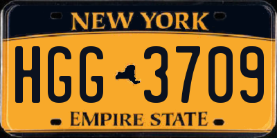 NY license plate HGG3709