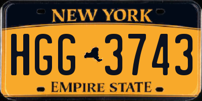 NY license plate HGG3743