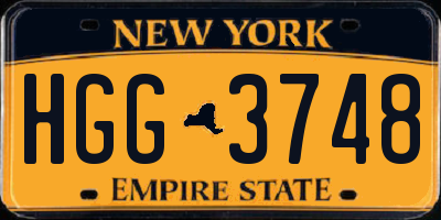 NY license plate HGG3748