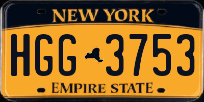 NY license plate HGG3753