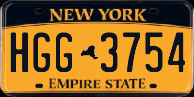 NY license plate HGG3754