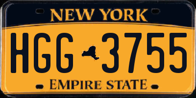 NY license plate HGG3755