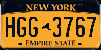 NY license plate HGG3767