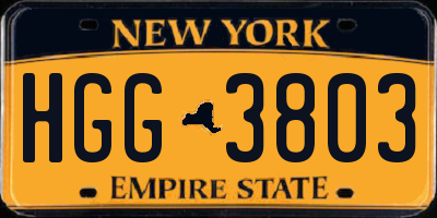 NY license plate HGG3803