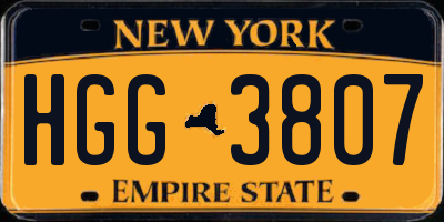 NY license plate HGG3807
