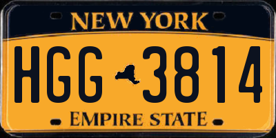 NY license plate HGG3814