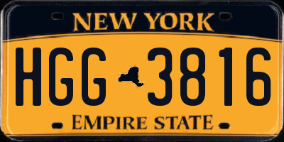 NY license plate HGG3816