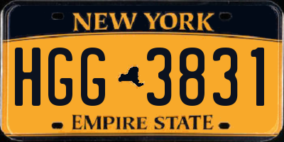 NY license plate HGG3831