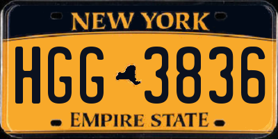 NY license plate HGG3836